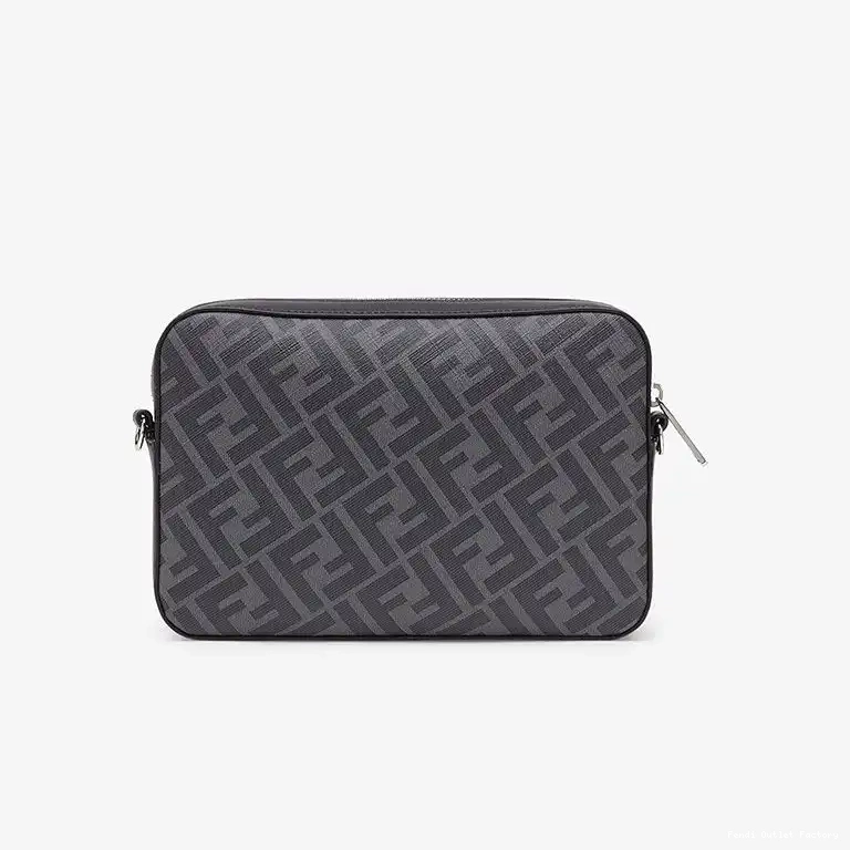 Vintage HOT Fabric In Yellow Fendi Black FF Compact Case Motif Camera 0614